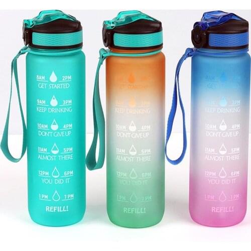 1L Gallon Sport Water Bottle Large Capacity Tritan BPA Free Outdoor Motivational with Time Marker Portable Fitness Jugs