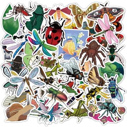 VANMAXX 50 PCS Insect Cartoon Stickers Waterproof Vinyl Decal for Laptop Helmet Bicycle Luggage Kids Gift