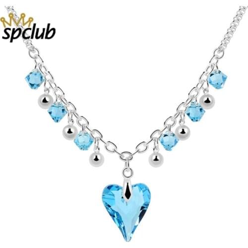 Vintage Crystals From Swarovski Tassel Heart Statement Necklace For Women Brilliant Chokers Necklaces High Quality Jewelry