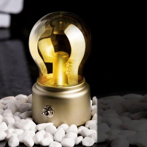 Vintage USB Led Bulb Night Lights 5V Retrorechargeable Battery Lamp Writing Fixture Desk Table Lamps Industrial Style Glass Lamp