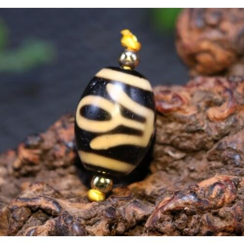Magic Power Tibetan Old Agate Ivory Color Guiren Tairen Daluo dZi Bead Totem LZK Timestown