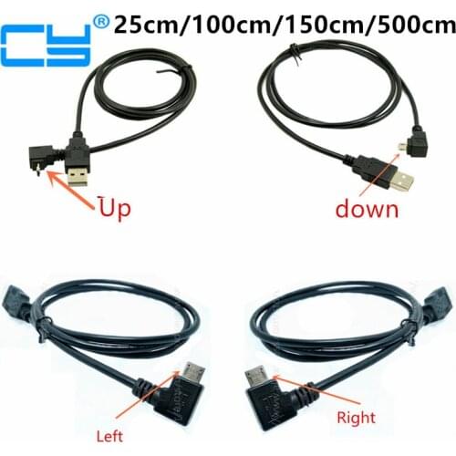 Up & Down & Left & Right Angled 90 Degree USB Micro USB Male to USB male Data Charge connector Cable 25cm-500cm for Tablet