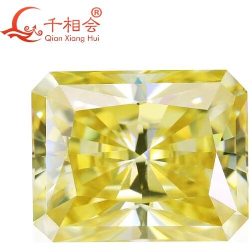 Vivid yellow color rectangle shape radiant cut shape Sic material Moissanites loose stone