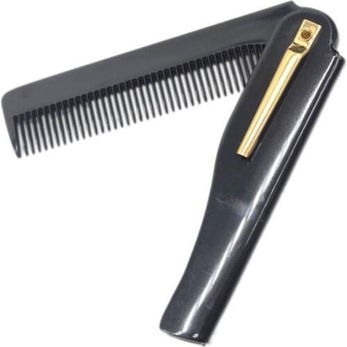 1PC/2PCS Men Folding Pocket Clip Plastic Portable Head Beard Combs Bussiness Trip Travel Lightweight Comb