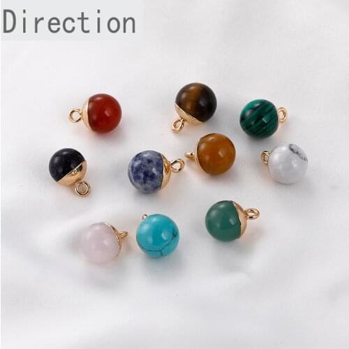 10mm natural stone powder crystal semi-precious beads pendant diy handmade earrings necklace bracelet accessories materials