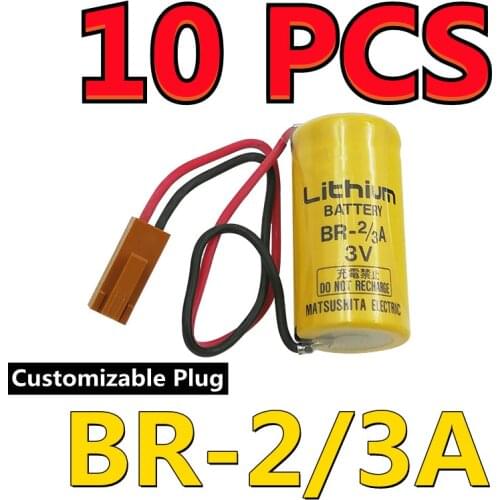10PCS Original NEW BR-2/3A 17335 3V 1200mAh Lithium PLC Battery With Brown FANAC Connector (Customizable Plug)
