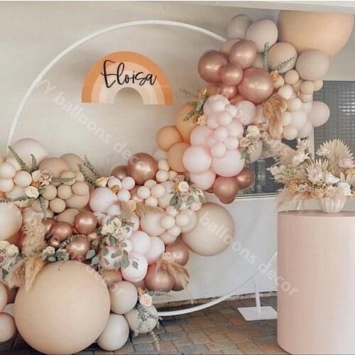 147pcs Double Layer Blush Nude Balloon Garland DIY Wedding Decoration Double Baby Pink Chrome Rose Gold Balloon Arch Baby Shower