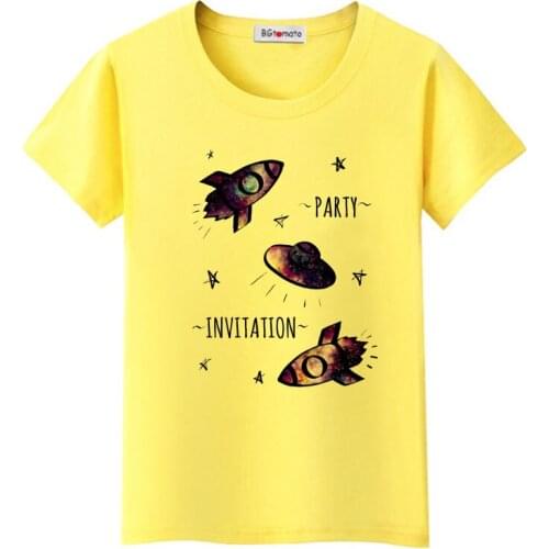 BGtomato spacecraft tshirt personality streetwear cool Space summer fashion tops original streetwear funny haut femme modis