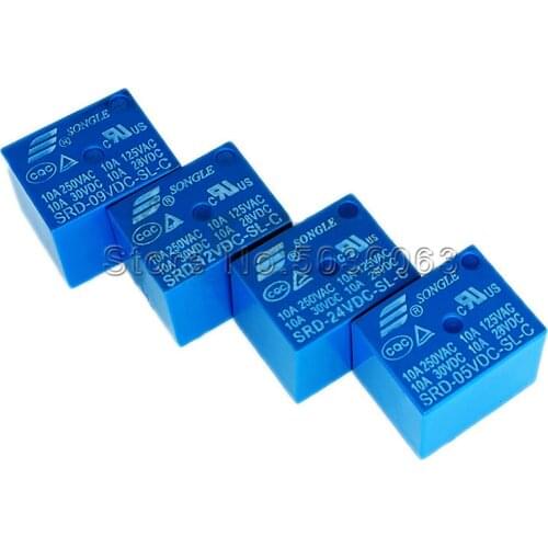5pcs/lot Original Songle Relay SRD-05V 12V 24VDC-SL-C 5pin T73 10A 1Group Conversion