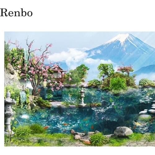 5D Diamond Painting Japan Mt Fuji full drill Cherry blossom Temple DIY Diamond Mosaic Embroidery Kits Full Drill Home Decoration