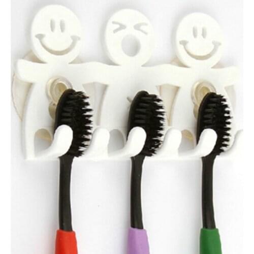 Home decoration accessories Wall Sucker Smile Face Portable Plastic Stand Toothbrush Holder YH-460236