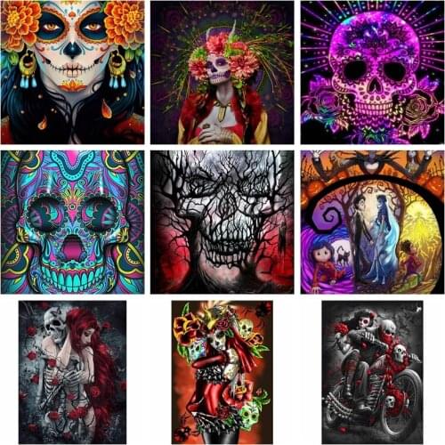 DIY Diamond Painting Personality Skull Ghost Face Mask Mosaic Cross stitch Round Drill Home Decoration Picture Hanging Painting