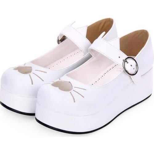 Angelic imprint New Designer Sweet Lolita s Women Pumps shoes PU Leather Embroidery heart-shaped Platform shoes size35-46 8967