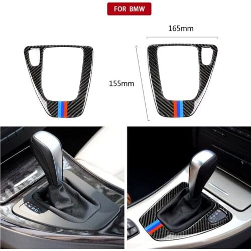 Car Interior Sticker Carbon Fiber Car Gear Shift Box Panel Cover Gear Panel Emblem Decoration for BMW E90 E92 3 Series 2005-2012