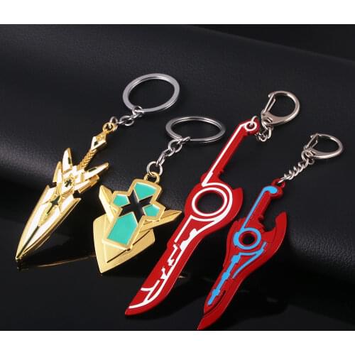 Xenoblade Chronicles 2 Keychain Pyra Mythra Aegis Shulk Monado Sword Key Chain Weapon Model Pendant for Women Men Jewelry