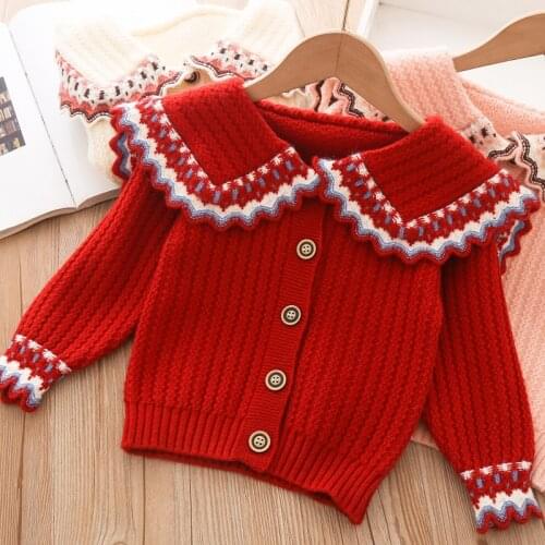 Baby Coat Cardigan Knitted For girl Kids Sweater fashion Long Sleeve Jacket Toddler Girls Outerwear Winter Autumn Clothes