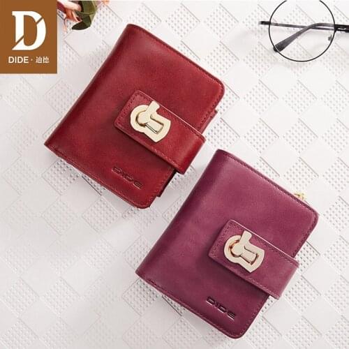 DIDE Genuine Leather Women Wallet Fashion Coin Purse For Girls Female Small purse Lady Purse Money Bag Card Holder Mini Clutch