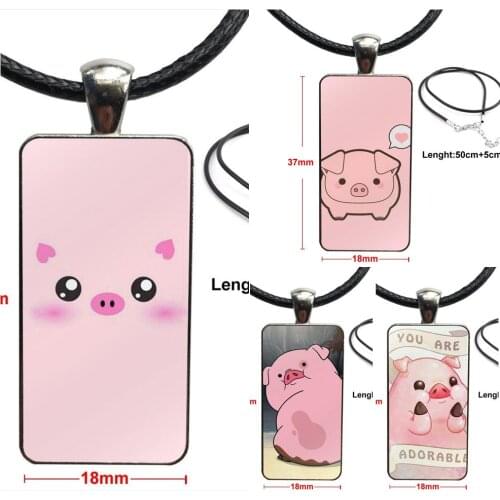 For Women Children Funny Pig Baby Necklace Fashion Long Chain With Rectangle Necklace Jewelry