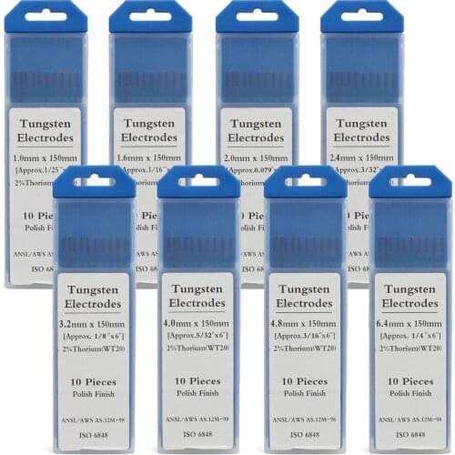 10pcs WT20 Argon Arc Welding Electrode Red Head 1.0/1.6/2.0/2.4/3.0/3.2/4.0X150mm TIG Tungsten Needle/Tungsten Rod/Solder Pin