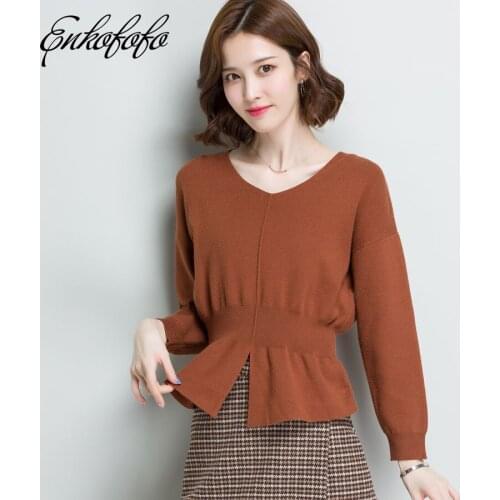 Женские пуловеры с V-образным вырезом Enkofofo China At AliExpress
