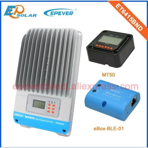 EPEVER/EPsolar MPPT charger solar panels system controller 48V battery work ET6415BND bluetooth box adapter 60A MT50 Meter