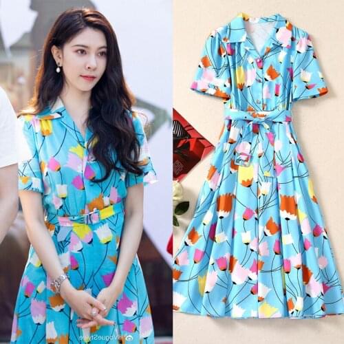 S-XL High Quality 2021 New Fashion Imitation Linen Fabric Tulip Print Lace Short Sleeve Slim Temperament Casual Woman Dress