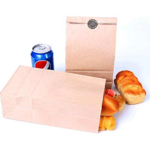 5/10pcs Kraft Paper Gift Bags Pastry Square Breakfast Bread Disposable Food Packaging Takeaway Bags Storage Organizer