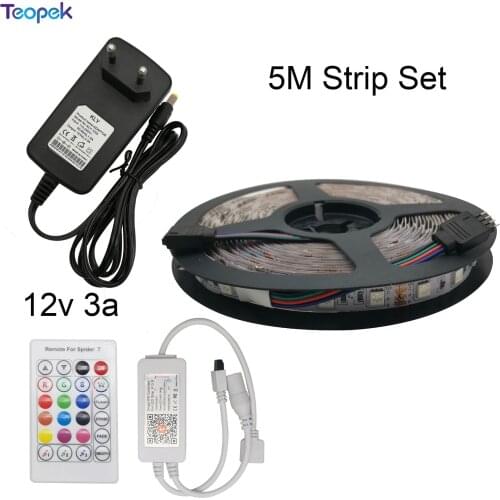 5050 RGB LED Strip Light Tape Flexible Tuya Wifi Controller Alexa Google Home Voice Control Power Adapter 5M 10M Full set