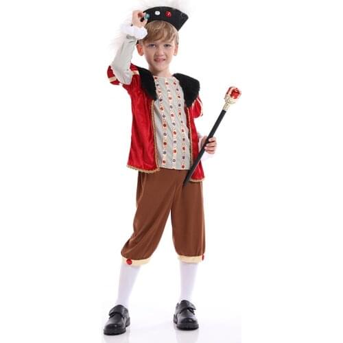 Boys Medieval King Costume Tudor King Henry VIII Medieval Kids Kingdom Fancy Dress Carnival Prince Costume Cosplay Party
