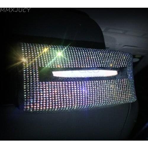 Multi Shining Cystals Home Office Tissue Bag for Car Interior Accessories Paper Towel Cover Case Tissue Box for Women Girls