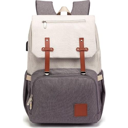 Fashion Diaper Bag for Mother Large Capacity Patchwork Baby Bag Backpack with Bottle Warmer Stylish Maternity Nappy Changing Bag