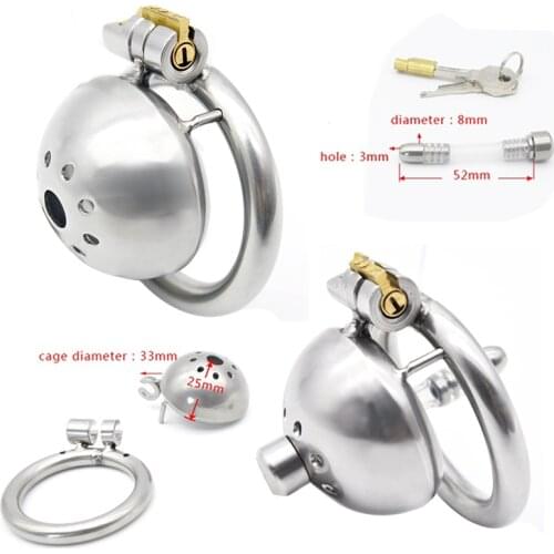 304 stainless steel Male Chastity Device Super Small Short Cock Cage with Stealth lock Ring Sex Toy
