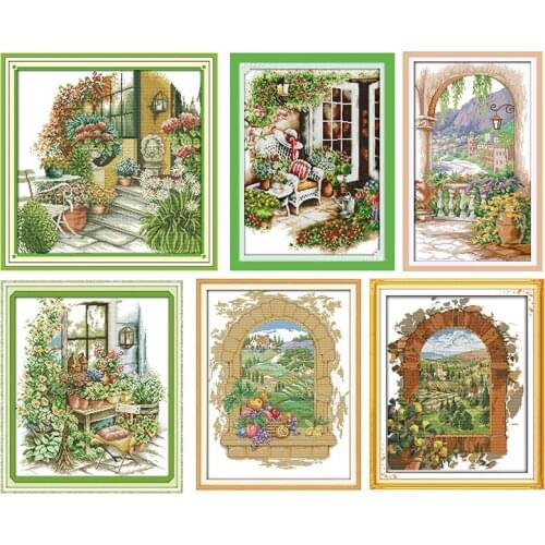 Counted Cross Stitch Kit Comfortable Frontage Pattern Printed Canva 11CT 14CT Print Stamped Fabric Kit Needlework Embroidery Set