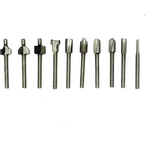 10pcs 1/8 3mm Shank HSS Router drill Bits Wood Cutter Milling Trimming Machine for Dremel Rotary Tool Set fit metal Metalworki