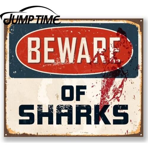 Jump Time for Beware of Sharks Sticker Car Laptop Decal Sign Surf Camper Van Decal Rear Windshield Waterproof Car Accessories