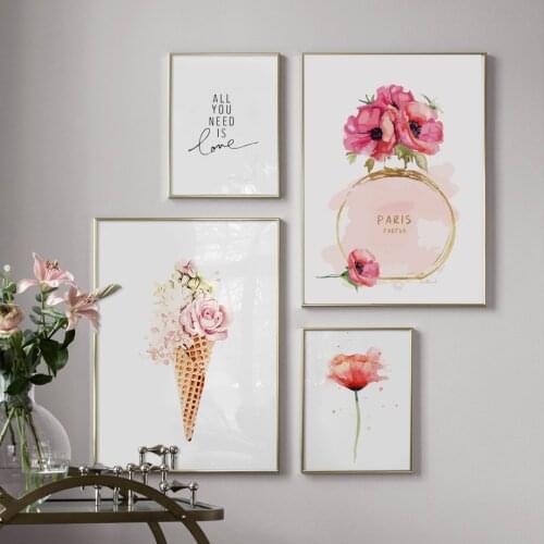 Wall Art Canvas Painting Paris Perfume Flower Ice Cream Nordic Posters And Prints Wall Pictures For Living Room Decor