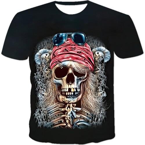 New Skull T-shirt Oversized Round Neck Shirt Sweatshirt Summer Mens Cycling Letter Skull Style Comfortable Large Size T-shirt
