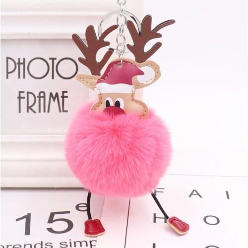 New Plush Elk Pendants Keyring Keychain Pompom Reindeer Fur Ball Doll Keychain Xmas Ornaments Party Favors Christmas New Year
