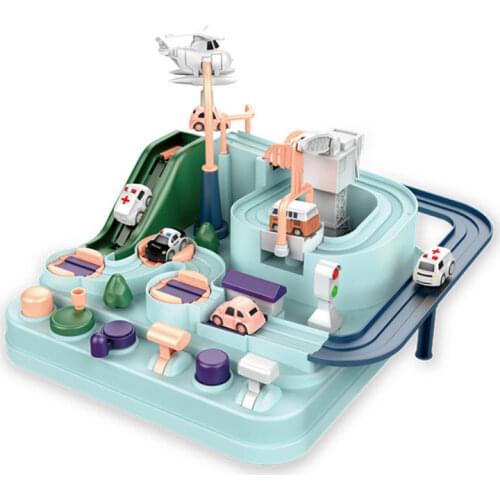 2021 New Childrens Toys mini Rail Car Train Track Montessori Toy Boys GirlsRacing Cars Mechanical Adventure Table Game For gift