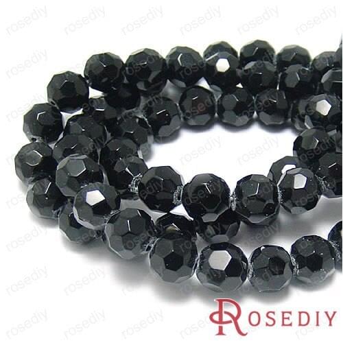 Wholesale 10mm Black Round Glass Beads Diy Jewelry Findings Accessories a String Roughly 32 pieces(JM6436)