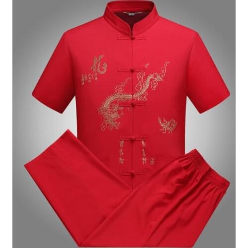 Wholesale cheap Kung fu uniform wushu clothing tai chi training clothing sets 85% polyester 15% cotton tang suit