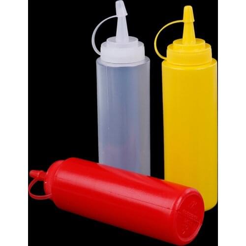 Plastic Condiment Squeeze Bottle Dispenser 8oz for Sauce Vinegar Oil Ketchup Mayo Mustard Cookling tools Kitchen Accessories
