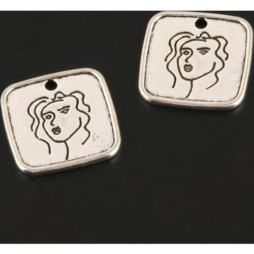 20pcs Charms Portrait Printing Silver Color Pendants For Earrings Pendant Making Jewelry