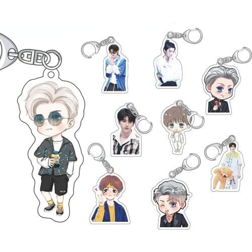 CAI Xukun Star Surrounding Q Version of Double-sided Transparent Acrylic Key Chain for Fan Gifts