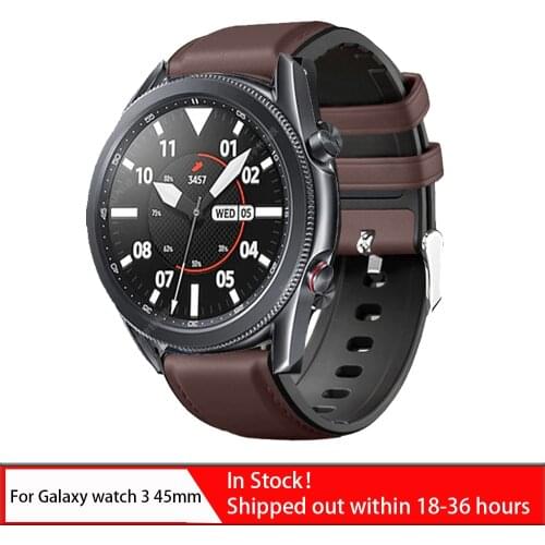 For Samsung galaxy watch 3 45mm Strap Silicone Leather watchbands Sport Bracelet 22mm Watch band For galaxy watch 46mm Gear S3