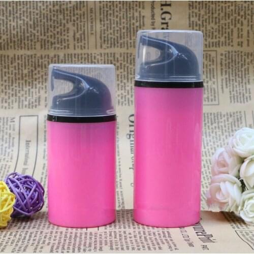 Rose Red Airless Pump Bottle White Head Plastic Packing Bottles Vacuum cosmetic Lotion Containers 50ml 80ml F097