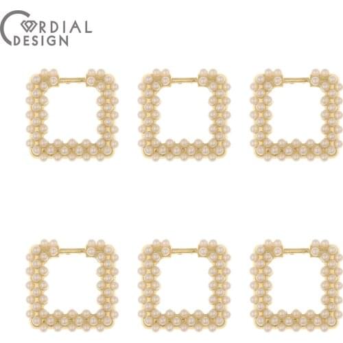 Cordial Design 50Pcs 22*22MM Earrings Accessories/DIY Charms/Square Shape/Imitation Pearl/Pendant/Jewelry Findings & Components