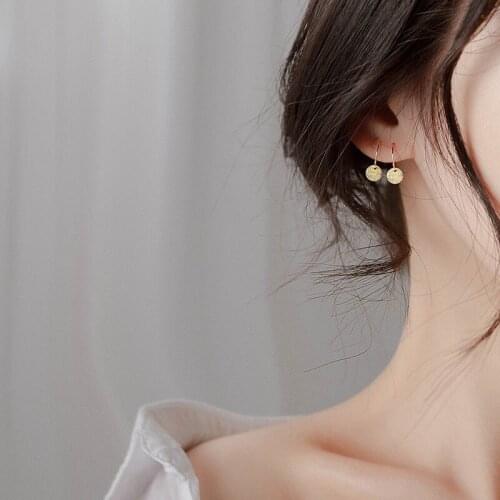 KOFSAC New Fashion Silver Color Women Earrings Korean Trendy Mini Round Card Hoop Earring Girl Exquisite Appointment Accessories