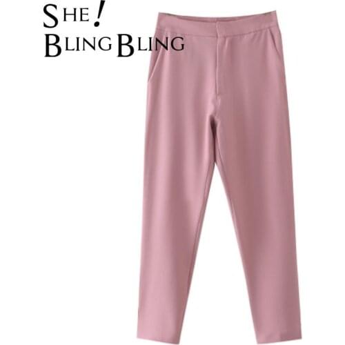 SheBlingBling Za Woman 2021 Traf Autumn Fashion Pink Blazers And Pants set Jackets One-Button Office Suit Coat Elegant Outwear