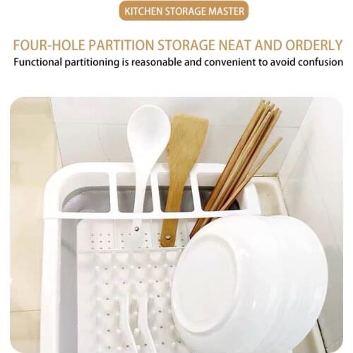 Silicone Drain Bowl And Chopstick Rack Foldable Telescopic Dish Rack Tableware Storage Rack Kitchen Storage Box Plate Rack